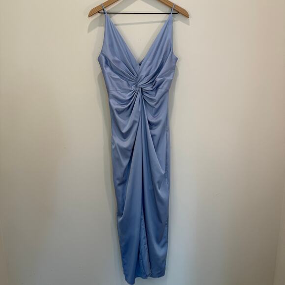 Abercrombie & Fitch Draped Twist-Front Maxi Dress Small Blue - Picture 10 of 14